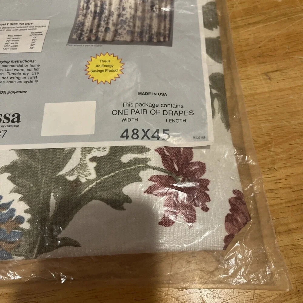 Vtg Stanwood Drapes‎ Floral Vanessa Pinch Pleated 48x45